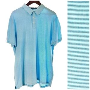 Members Mark Sky Blue & White Striped Polo Golf Shirt Soft Breathable NWOT XL